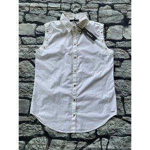 $148 Diesel Women's C-Mony Sleeveless Button Tank Top White Size S